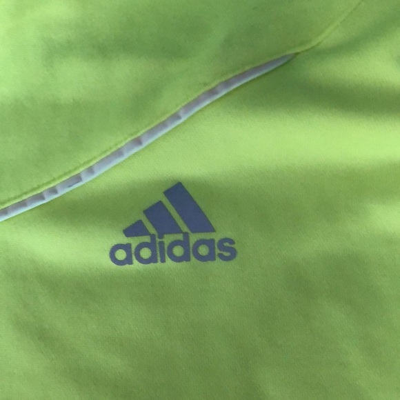 Neon Yellow/Green Adidas ClimaCool 1/4 Zip Running Jacket - Men's Large - Picture 5 of 11